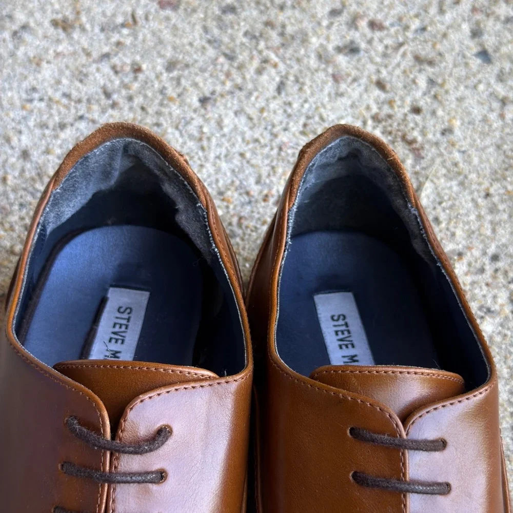 Steve Madden Men's Nunan Whiskey Brown Leather Casual Dress Shoes Size 11.5 M